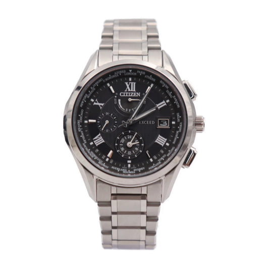 CITIZEN Drive Dial (Good) Pre-Owned Exceed H820-T023916 Titanium Radio Silver Citizen EXCEED Watch Solar Black Eco