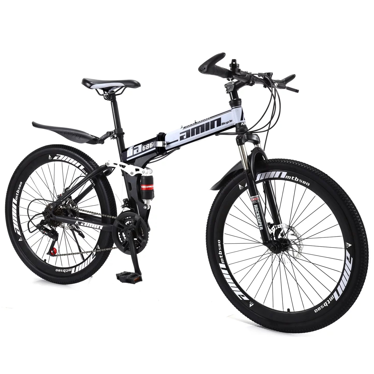 Suspension MTB Folding Mountain 26" Bicycle Bicycle Bike Foldable Adult Speed 26" 21 Unisex Suspension Bike Mountain Full Unisex 21 Folding Speed MTB Full