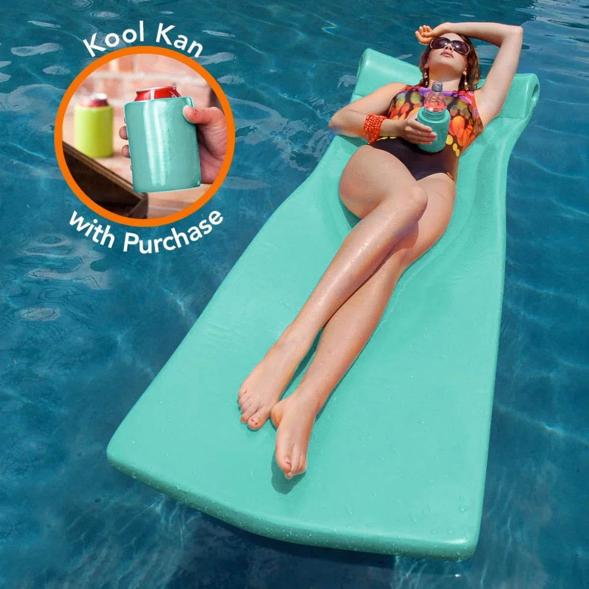 Thick 1.75-in Bonus Pool Pool Mint Foam Swimming Kan, Float Kool Floating Mattress with Recreation Kool Texas