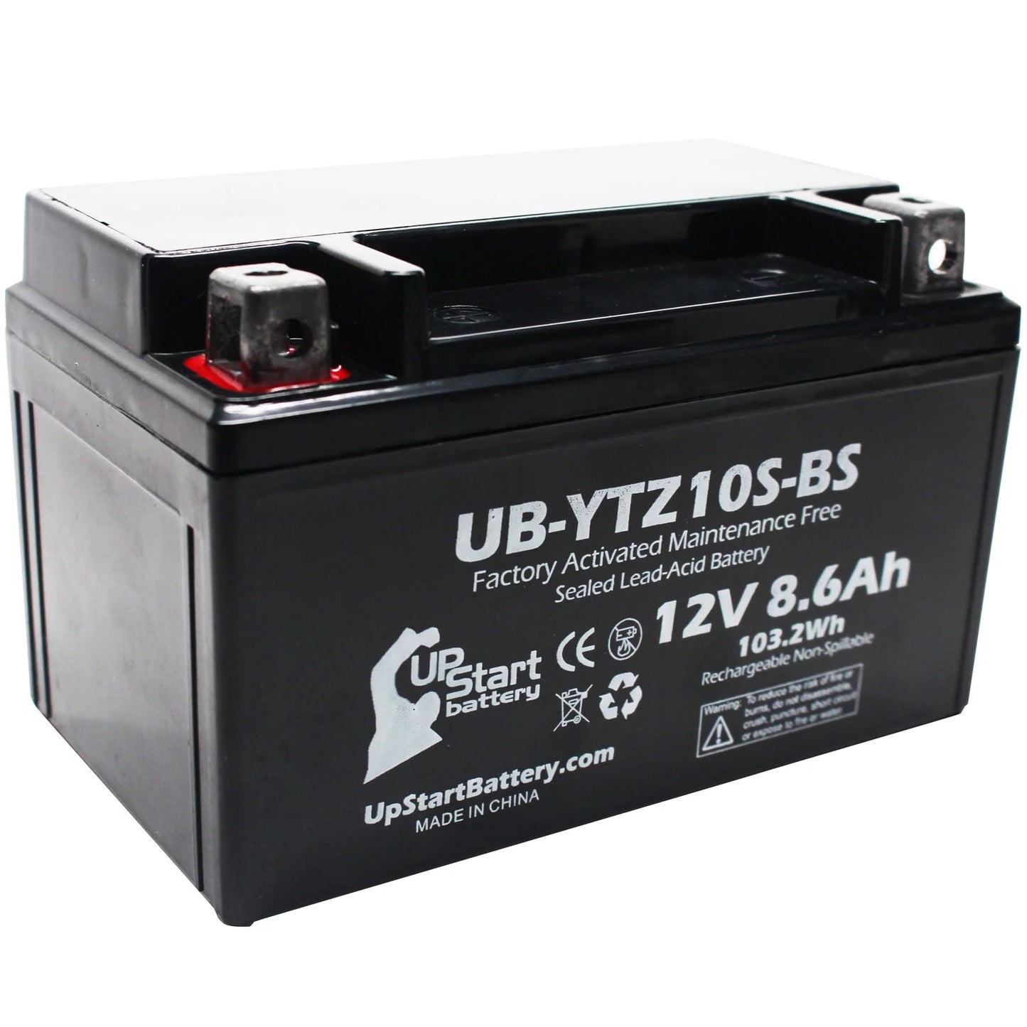 8.6Ah, Scooter 250CC Maintenance Replacement 2011 for UB-YTZ10S-BS 12V, 5-Pack Battery Yamaha Free, - UpStart Maxam Battery Activated, Factory