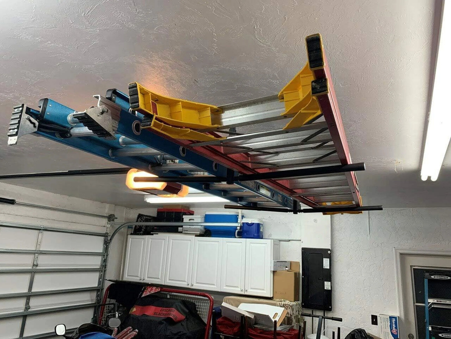 Ceiling Organizer, Double Garage Ladder Storeyourboard 2 Rack, Mount Hi Hanger And Storage Port