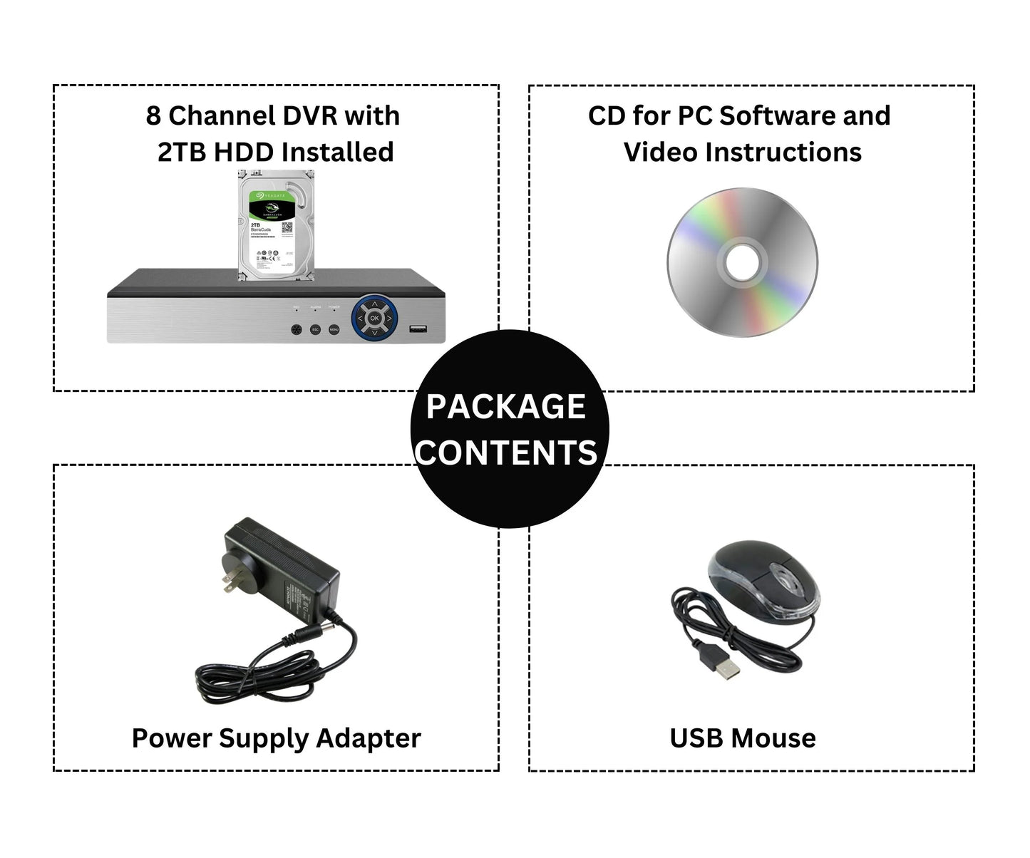 Channel Evertech Recording Drive DVR 2TB H.265 AHD 8 Security Analog for CCTV TVI Surveillance CVI Hard