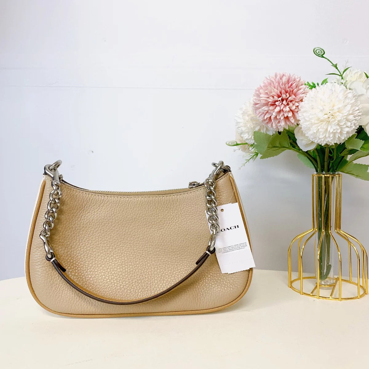 CA173 IN Coach Beige In Sandy Teri Bag Multi Silver Colorblock Shoulder