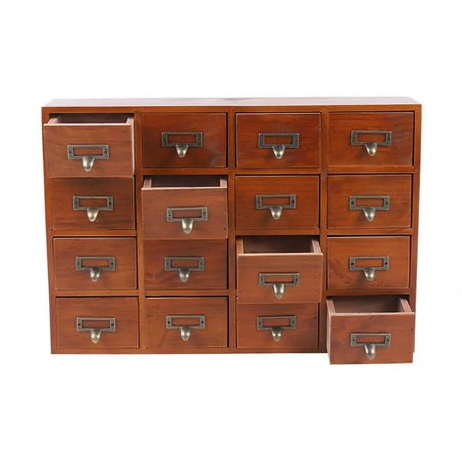 Retro Storage Apothecary Wood Desk Drawer Cabinet Drawers Box 16 Organizer