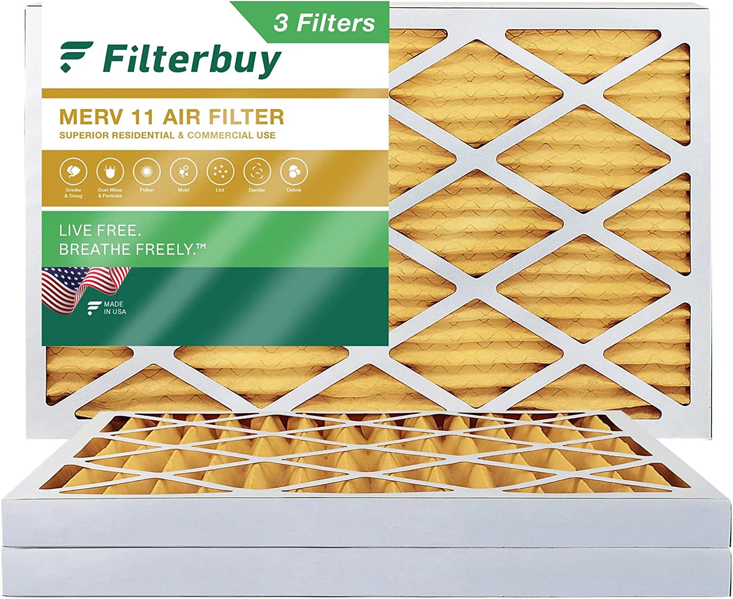 Pleated (3-Pack) AC MERV Air HVAC Filters Filterbuy Furnace 15x30x2 11