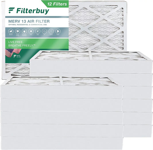 (12-Pack) Pleated Filters Filterbuy 13 8x20x4 Air MERV AC Furnace HVAC