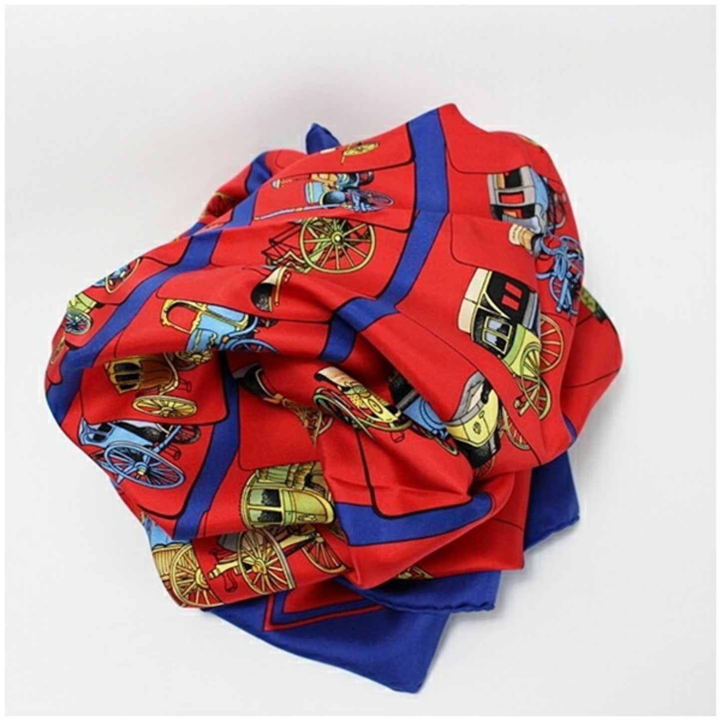 Women's Red Silk HERMES Hermes Pre-Owned Blue x CARROSSERIE Scarf Carriage) (Spiral Muffler (Good)