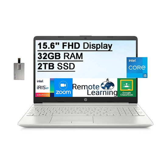 RAM, i7-1065g7), Intel FHD Computer, 11th HD Silver, Speakers, Gen 2021 32GB USB 15.6" 10, i5-1135G7(Beats SSD, 32GB Graphics, Webcam, Core Stereo DDR4 Laptop HP 2TB Iris Card Windows PCIe Intel Xe