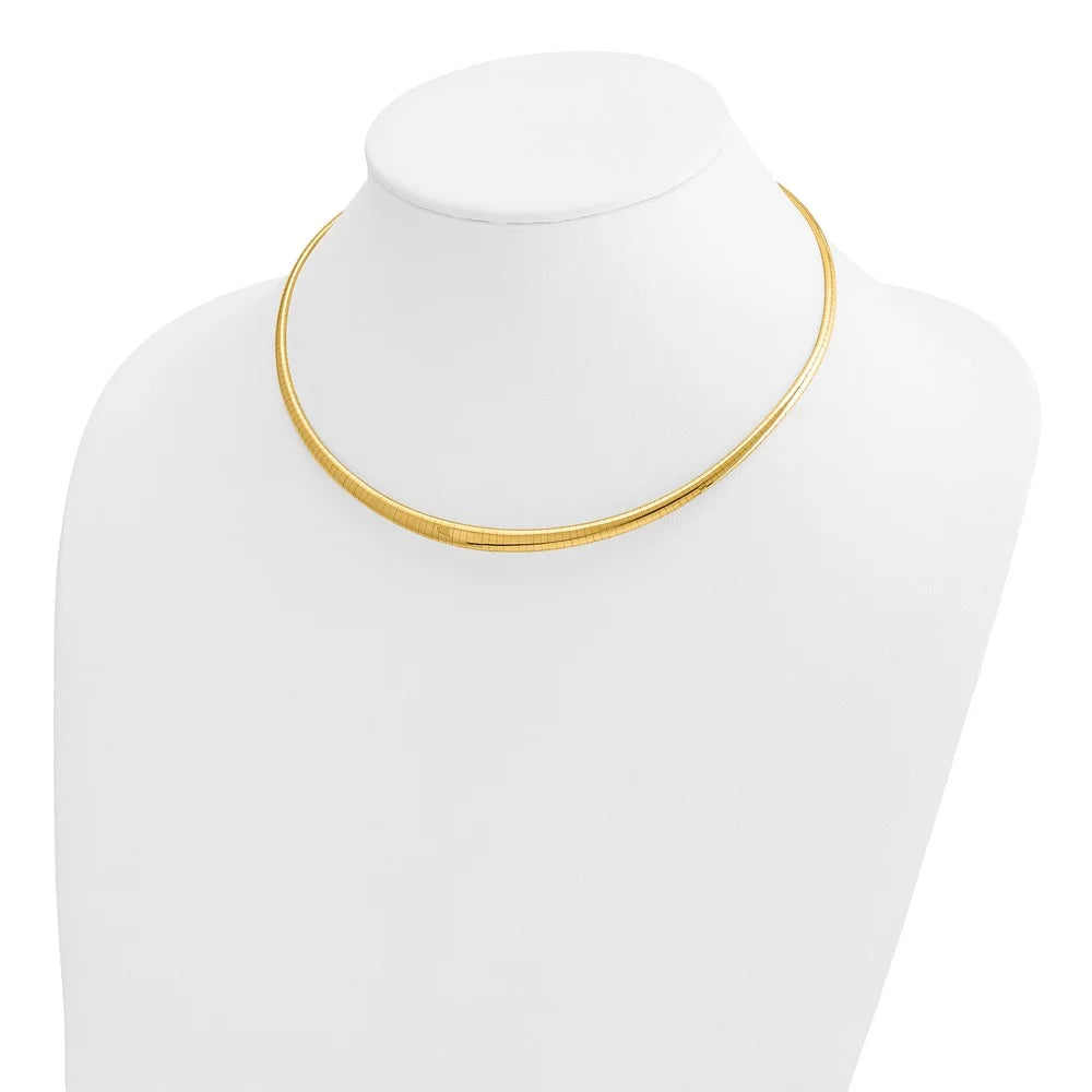 14k Graduated Necklace 3/6mm Omega Polished QODG6-16