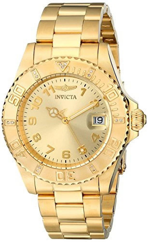 Watch Diver Women's Yellow Tone Dial Gold Pro Dive Steel 15249 Invicta Gold