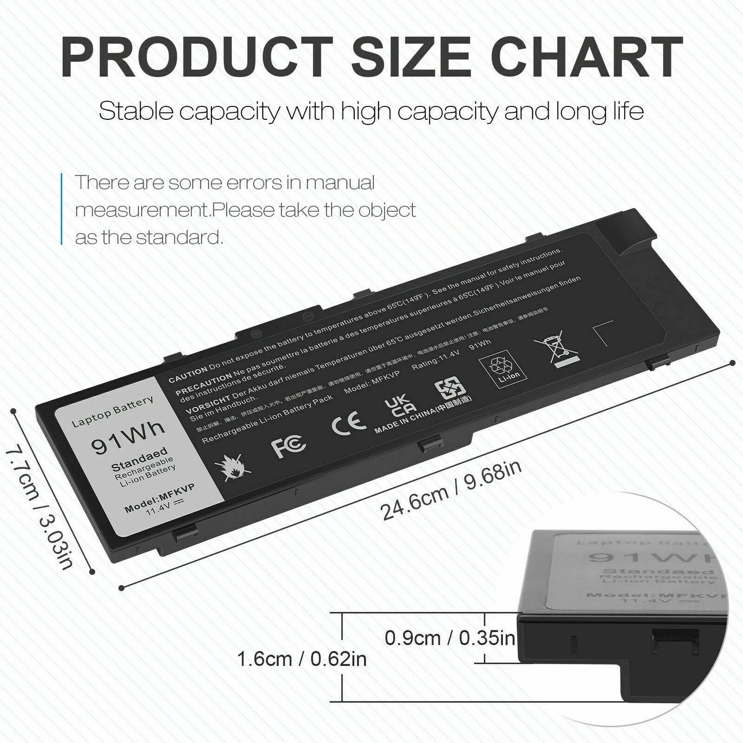 Battery M7510 M7710 MFKVP 7510 7720 15 Dell 7710 TWCPG Precision 7520 0FNY7 For