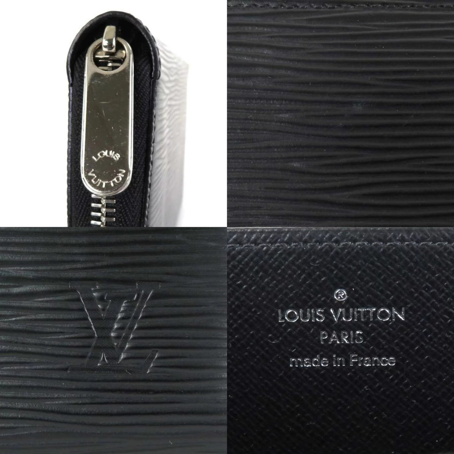 Zippy Vuitton VUITTON Louis Leather Silver Unisex Wallet (Good) Round Long Black Pre-Owned Epi LOUIS Zipper