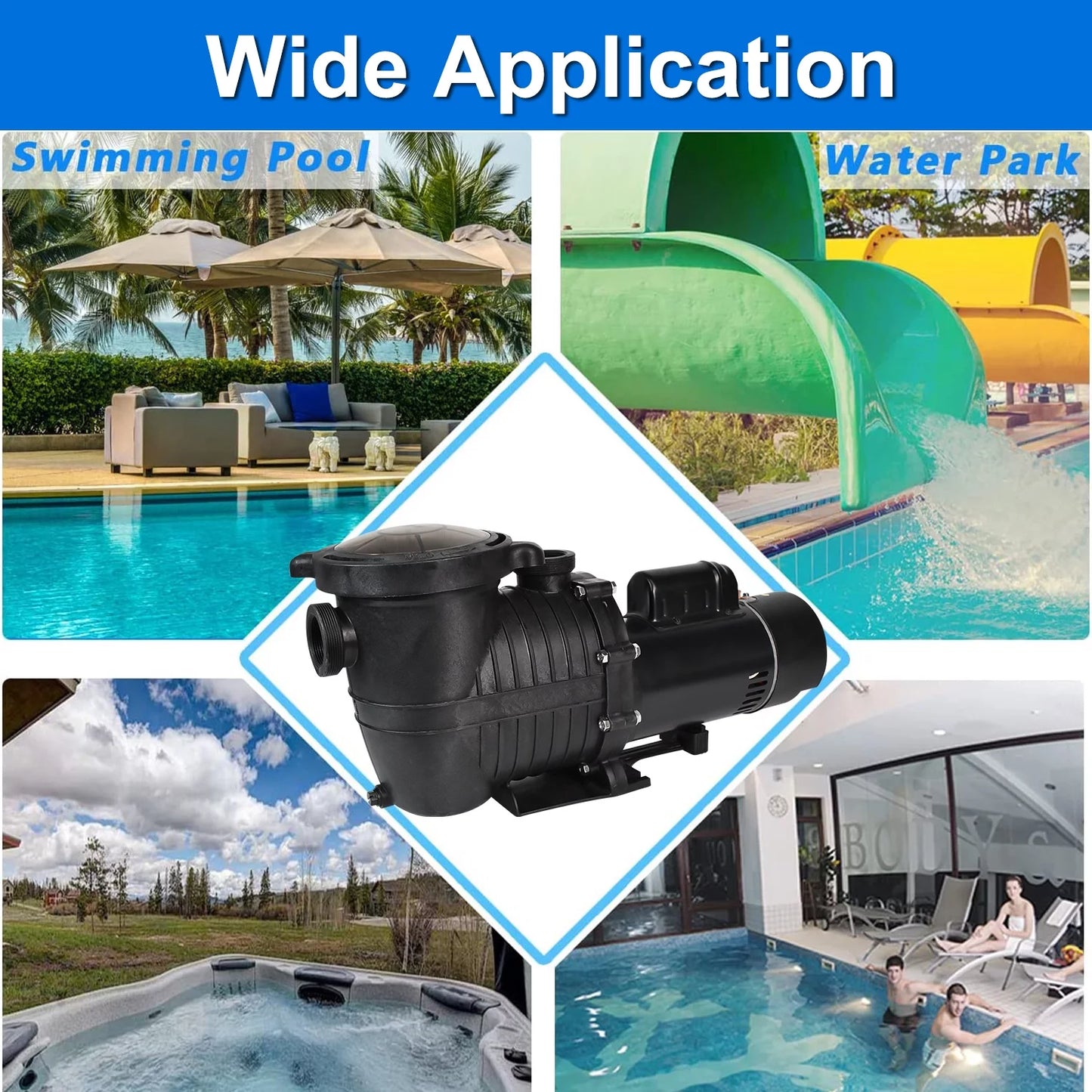 110V-230V, Pool Inground Swimming Max Motor, Single Pump For Pool NPT Ground, Swimming Connector iMeshbean Ground Strainer Head Speed Pools, 2HP and Pump Above Above w/ & Basket 78FT, 6500GPH,