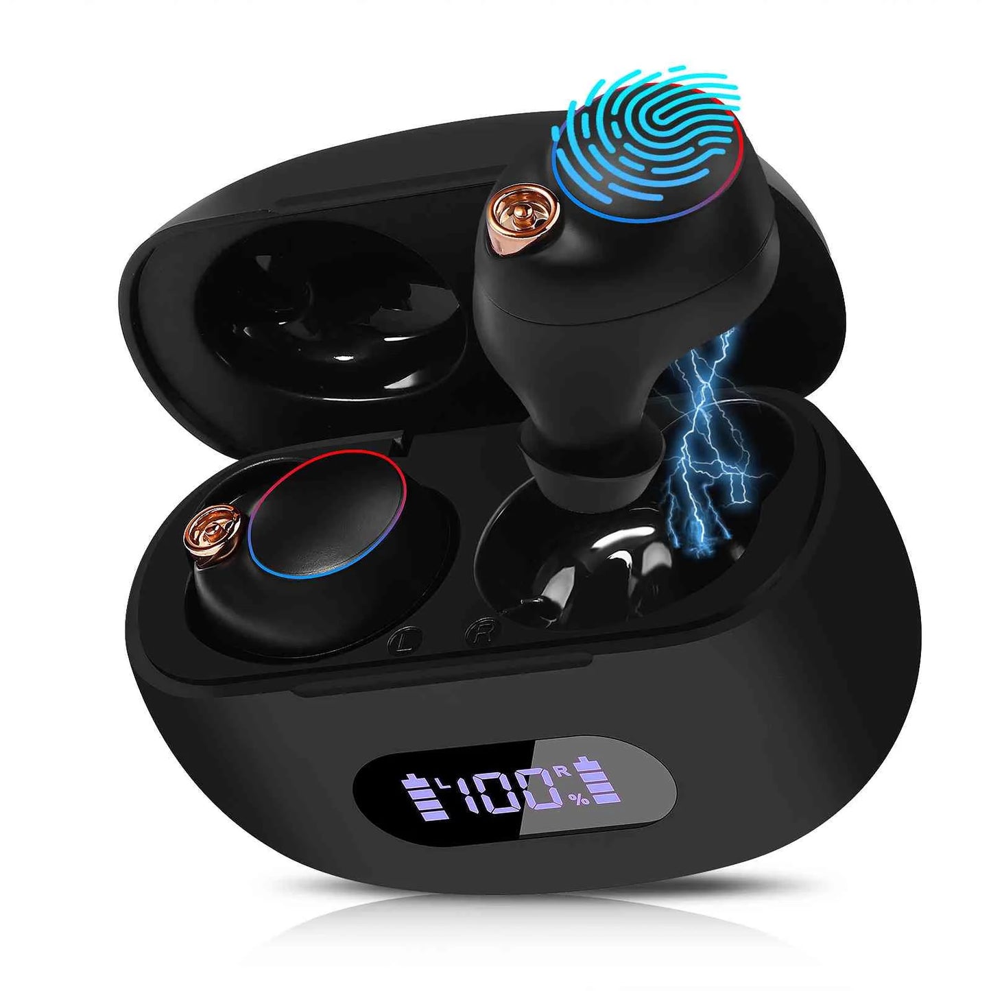 Connect, Resistance, Bass Compatible Balanced, Lenovo Charging with 2 Legion Wireless Boost + Water IPX5 Bluetooth Earbuds UrbanX Black, Bluetooth 5.2 Duel Connection, True Dual Case,