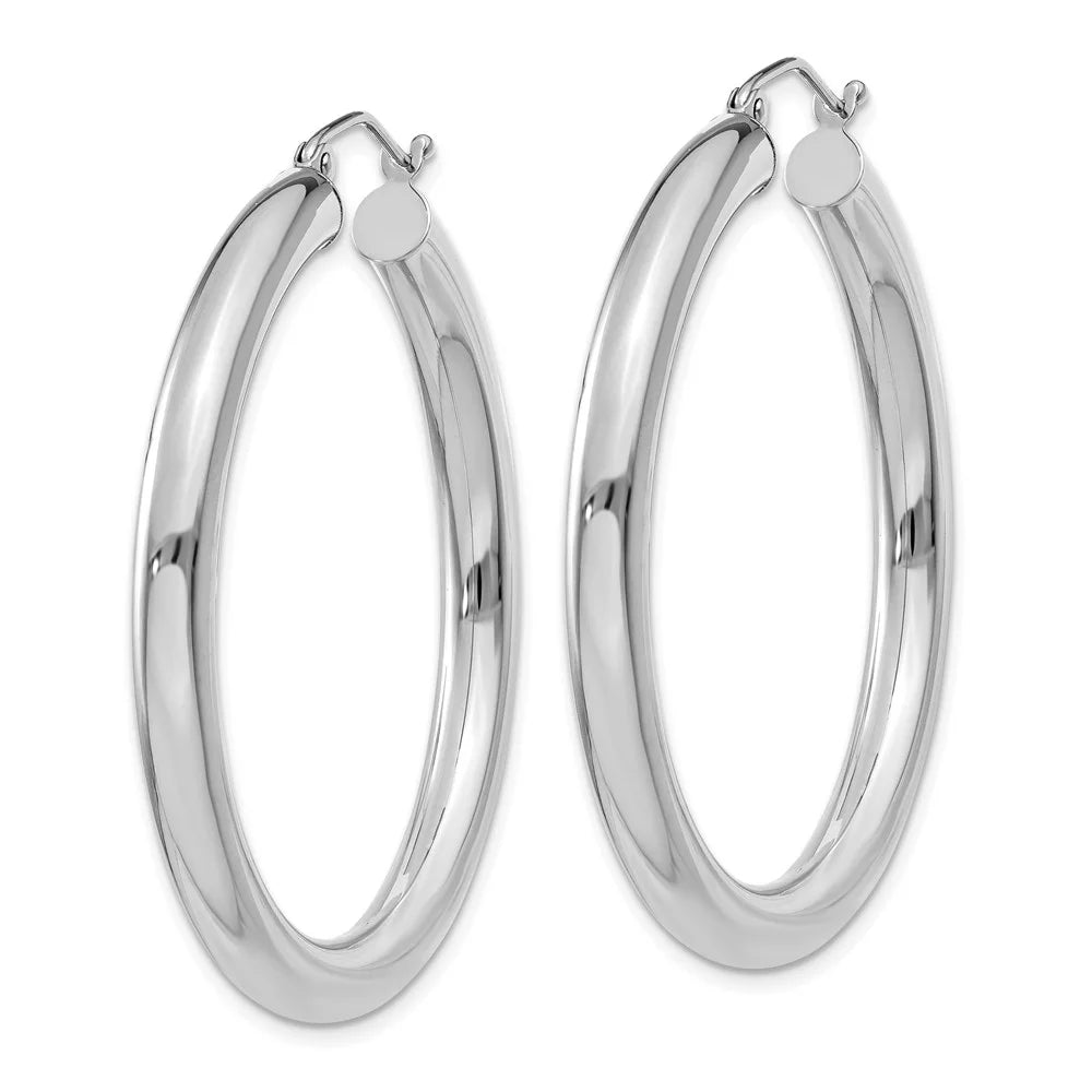 Polished Women Hoop Lightweight Real White Teens; and 14kt for Men for Gold Earrings; Tube 4mm and Adults