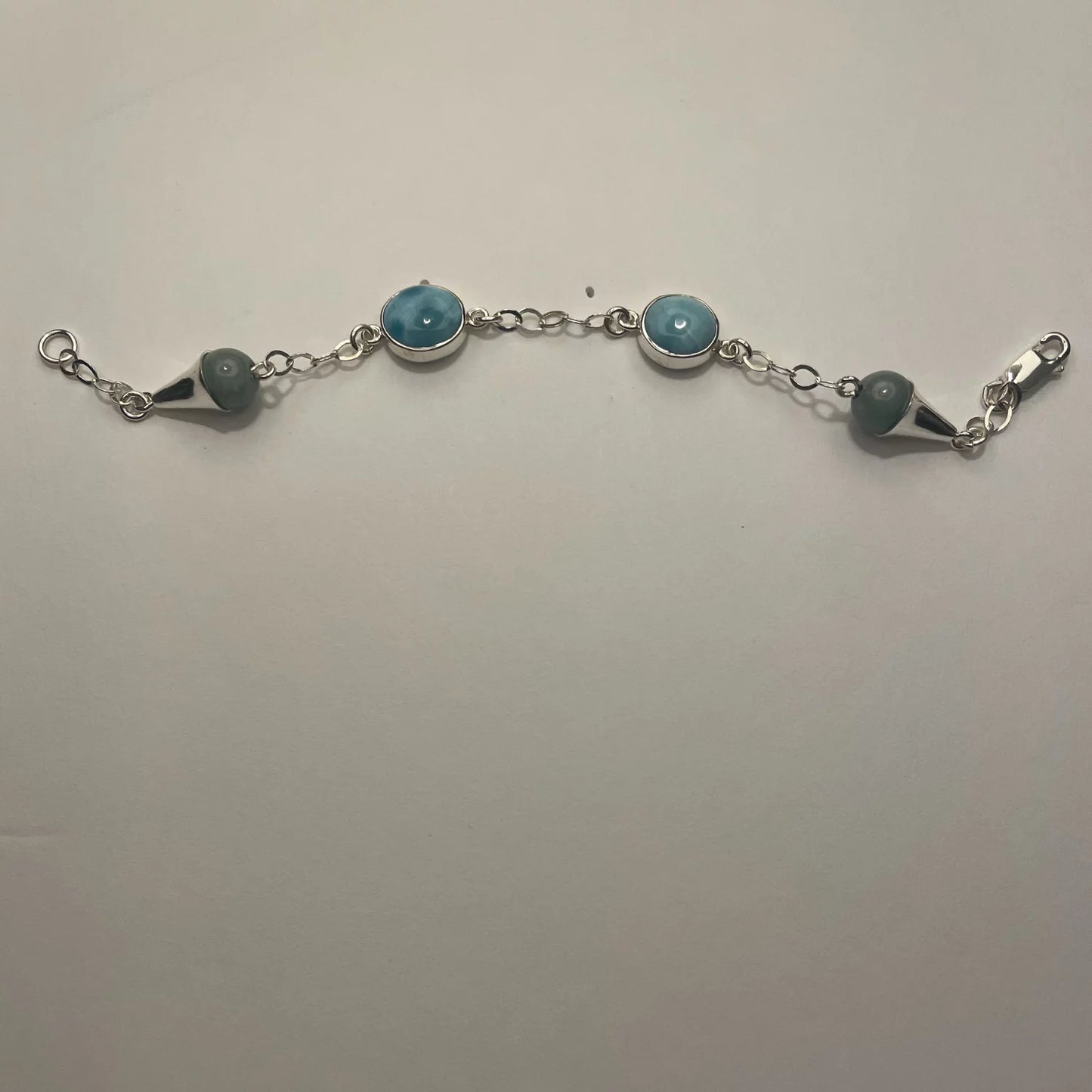 and Jade 925 Women Sterling Silver Bracelet Larimar Handmade