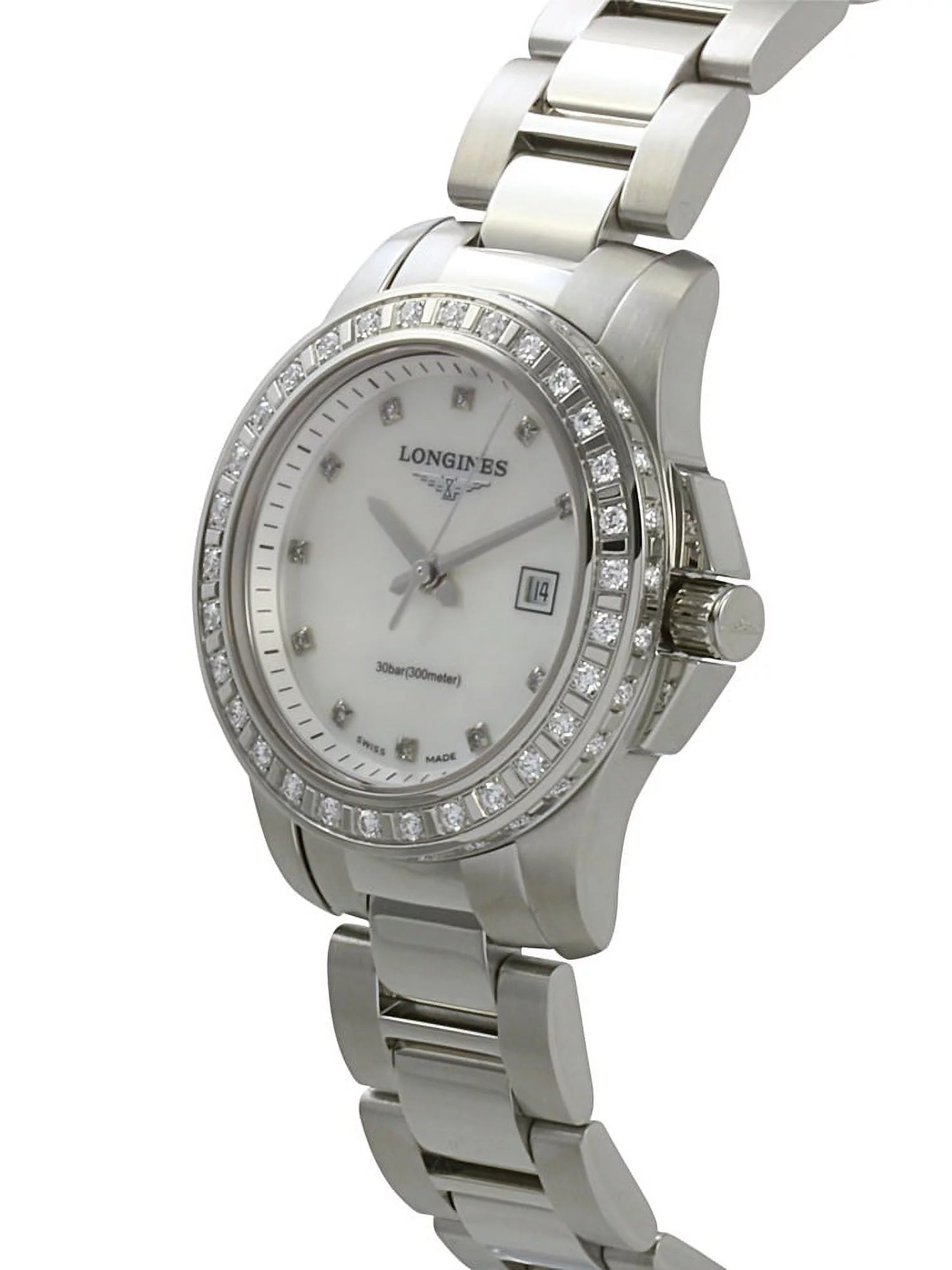 Pearl Longines Conquest & Diamonds L3.258.0.88.6 White Watch Women's