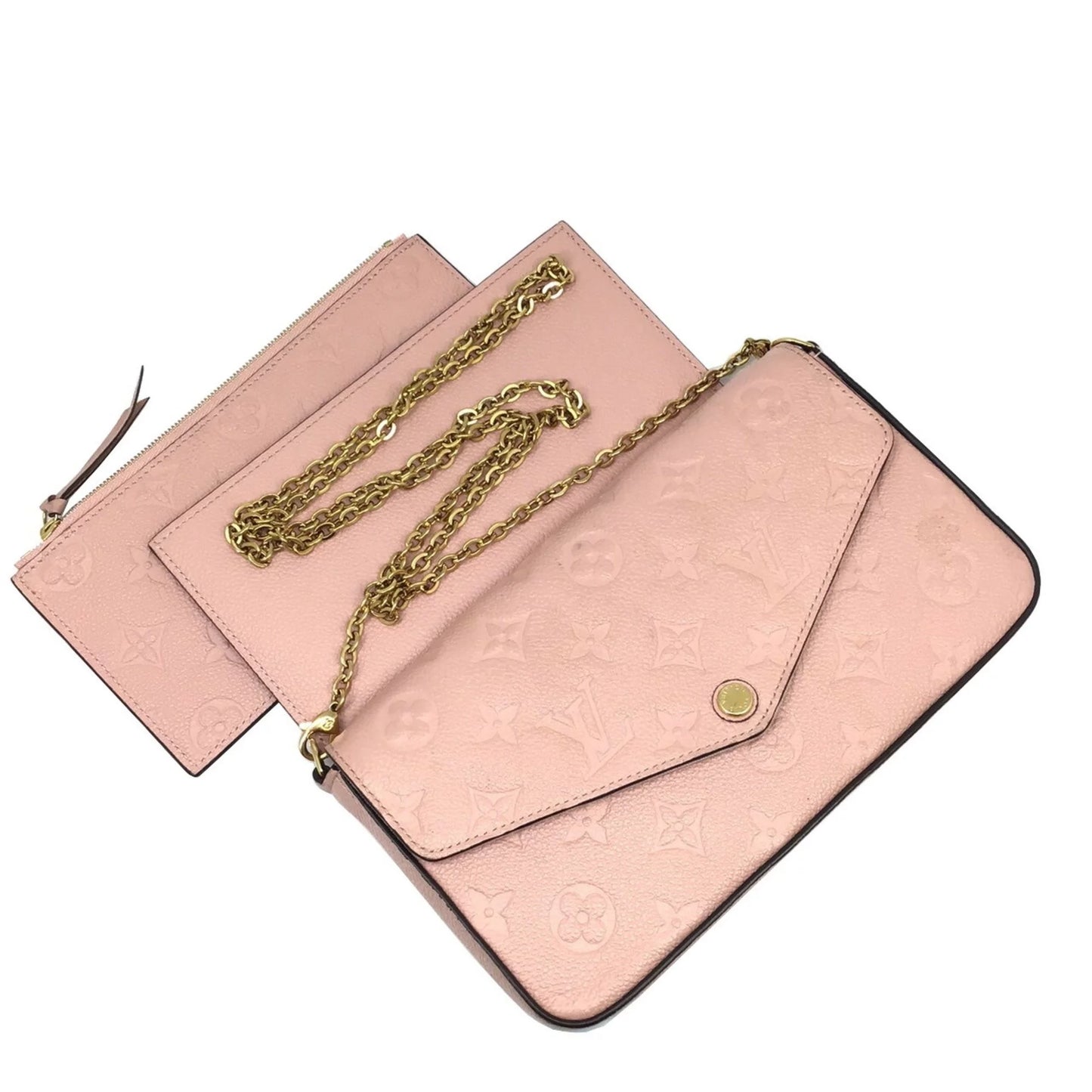 Monogram Wallet Pochette M67856 G Bag Pink VUITTON Louis Implant Vuitton Hardware Felicie Chain LOUIS Rose Gold Ballerine Women's (Fair) Pre-Owned