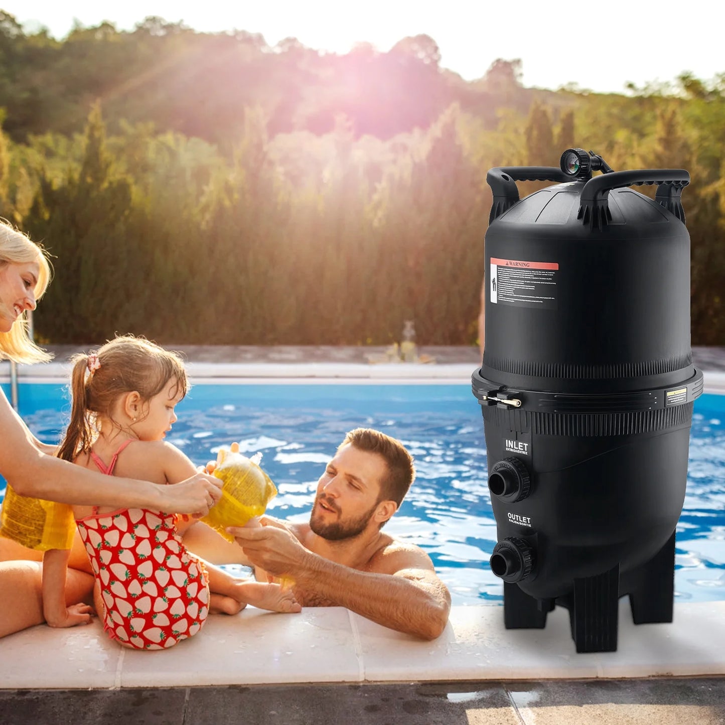 425Sq.Ft Ground Swimming Pool Filter SKYSHALO In/Above Filtration Cartridge Pool