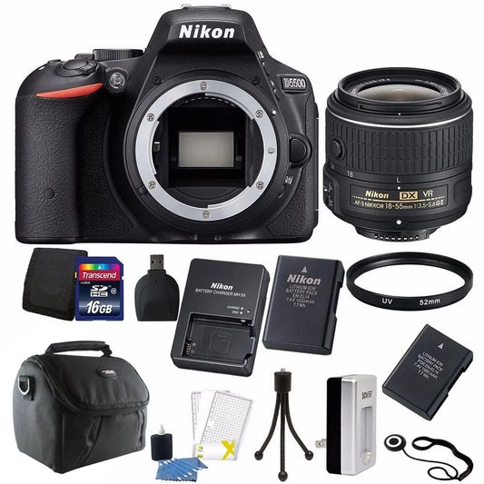 Two 18-55mm Batteries VR DSLR Kit + + Lens Charger + D5500 Nikon and Camera 16GB