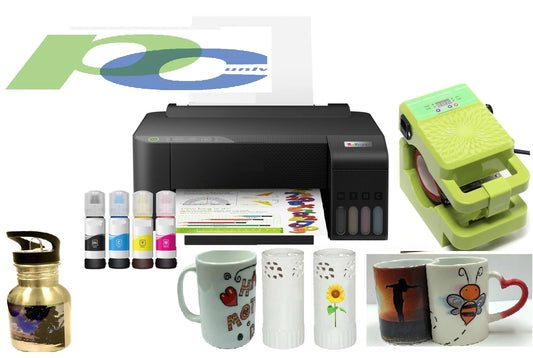 etc.everything Universal Machine tape Printer, Assorted Sublimation Heat transfer & paper,heat Mugs---includes PC Bundle with Press