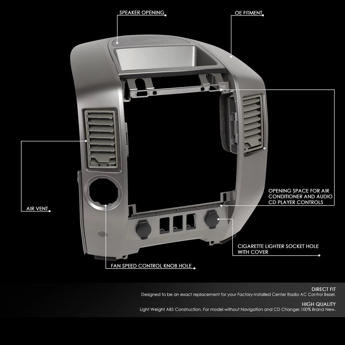 Armada XE Lid SE Panel Motoring Titan Speaker Bezel DNA with Center to 2004 For ZTL-Y-0162 Dash 05 Console Nissan Factory Style 2006 Instrument