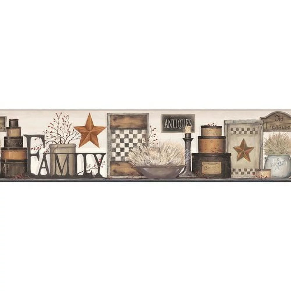 Shelf York Keepsakes Wallpaper Border Family Wallcoverings Country