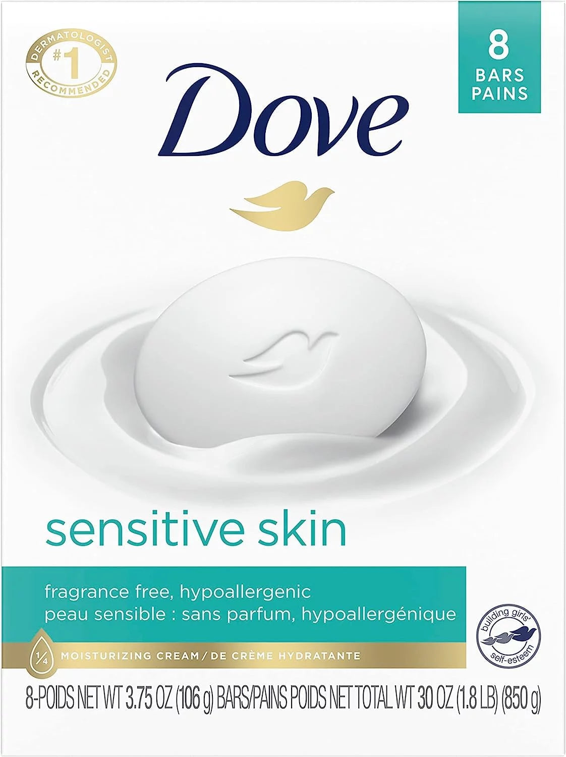 - Skin Bar Beauty Of 8) Dove Unscented 4Oz(Pack Sensitive