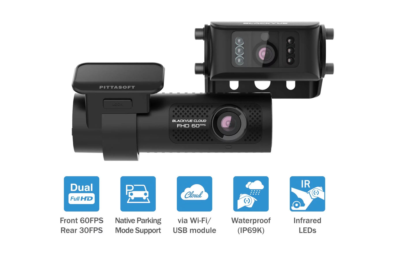 Waterproof & Card BlackVue DR770X-2CH-TRUCK Exterior Cam 60FPS Dash 1080p | Cloud-Ready With + GPS Front 256GB WiFi