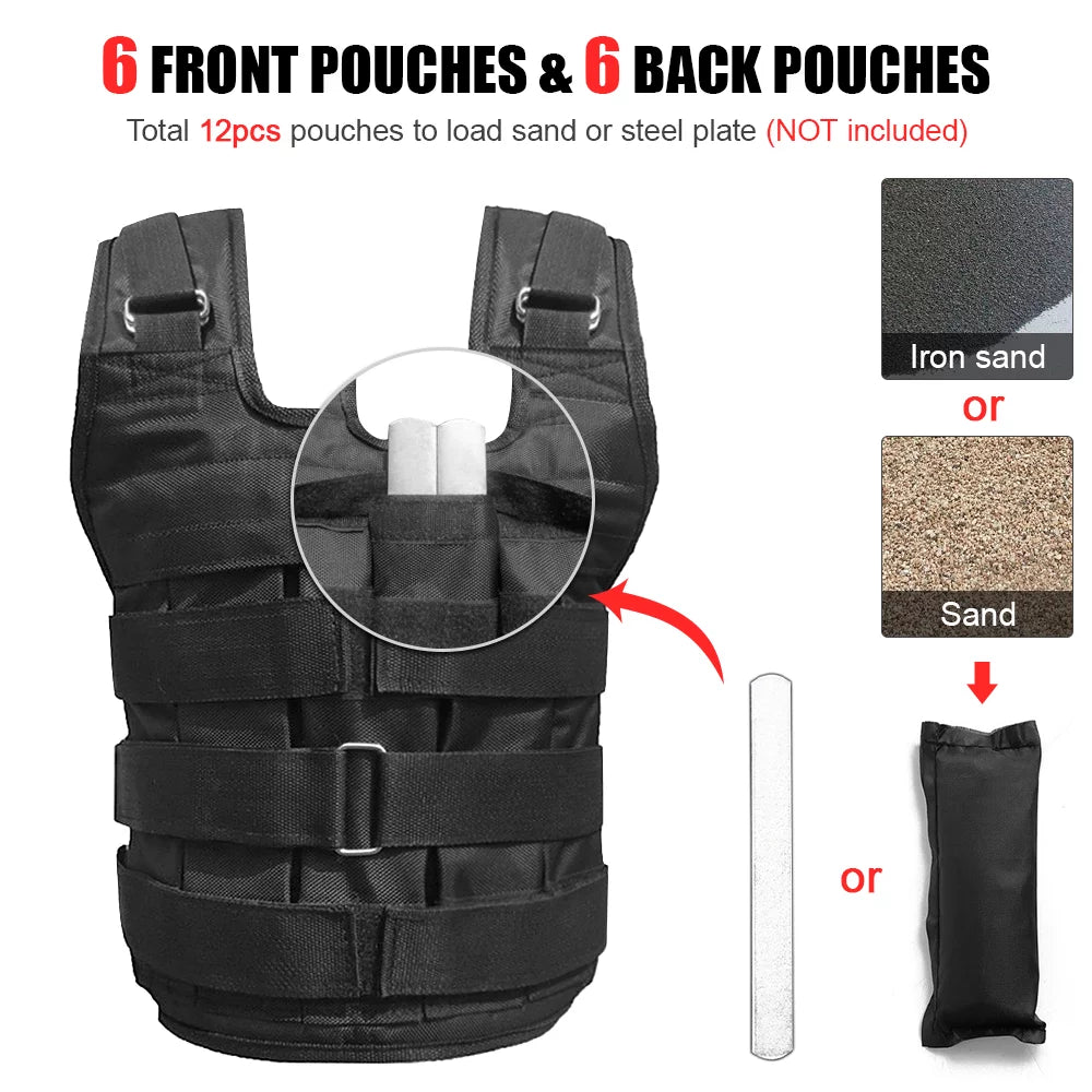 Adjustable Walmeck Weighted Vest for Capacity Max Load 50kg Strength , Training