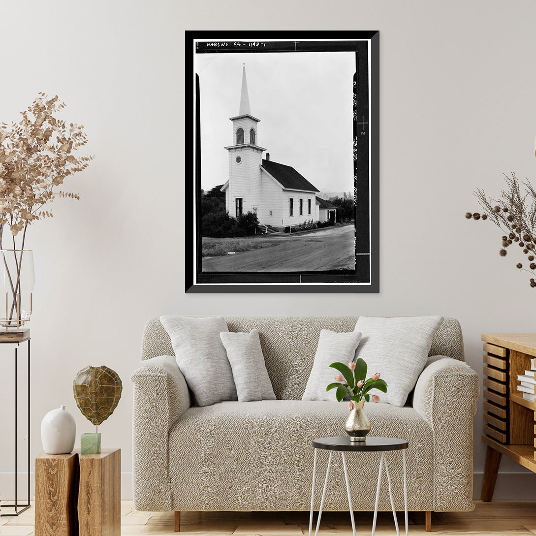 CA, 17-7/8" x Print, Framed Santa County, Congregational 21-7/8" Soquel, Church, Cruz Historic