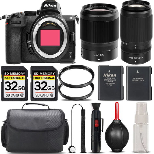 Backup Nikon Z5 S Mirrorless UV 50-250mm International 64GB 35mm Filter + VR Case - Version f/1.8 Cleaning Kit + Lens with Storage Battery Lens f/4.5-6.3 + + + +