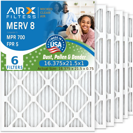 Filters Premium & AIRX Pleated 5 FILTERS 16.375x21.5x1 by 8 MPR Filter Furnace Air Comparable WICKED HVAC Electrostatic MERV USA AIR. Pack 700 Made 6 to Conditioner 16.375x21.5x1 Air FPR Filter CLEAN