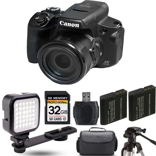 Battery Extra HS LED Canon + Camera+ PowerShot SX70 Kit 32GB Digital -