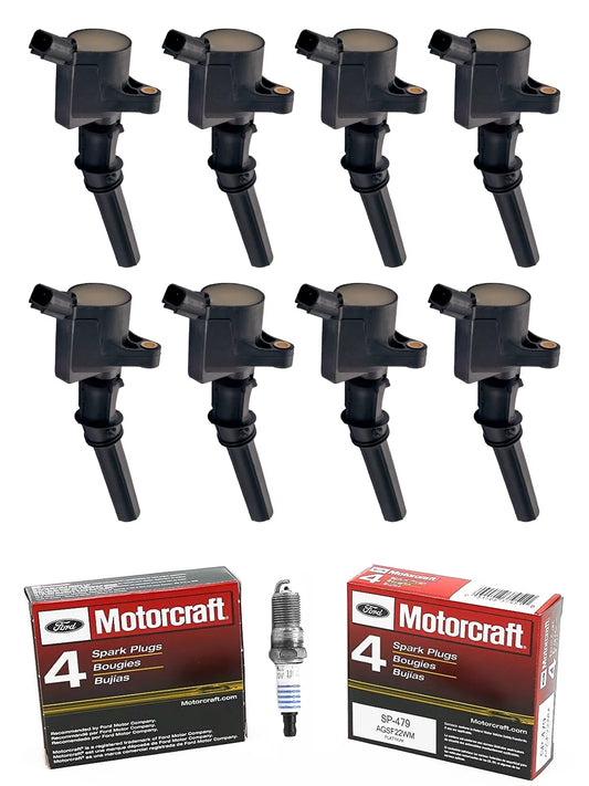 8 E450 Spark of E350 Plugs Replacement Set Compatible E150 and Brand 6.8L E250 8 F150 5.4L Ford F350 FD503 Motorcraft Coils & for Ignition F250 1998-2019 with ISA SP479 4.6L