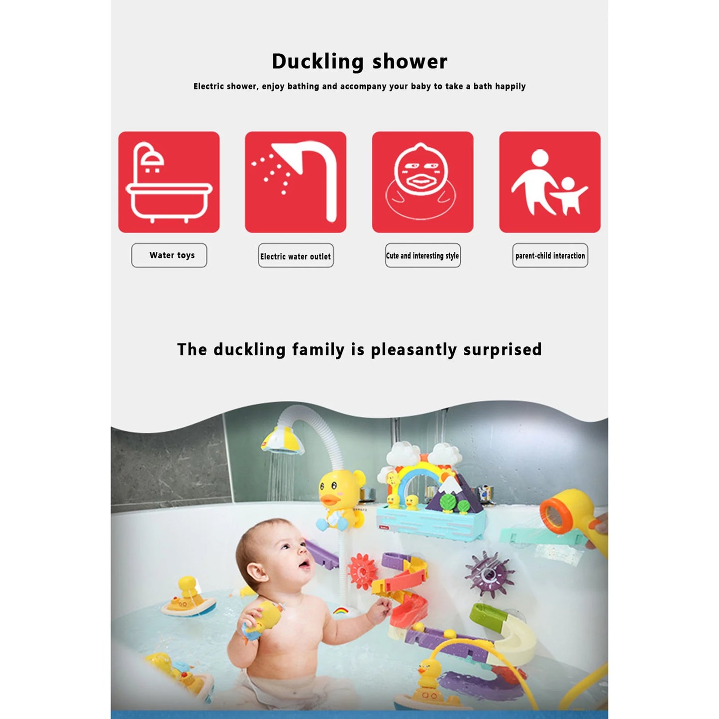 Toys Bathtub Duck for Bath Toys Kids IMISSILLEB Gift Baby Toddler with Spraying Water Birthday Head Funny Shower