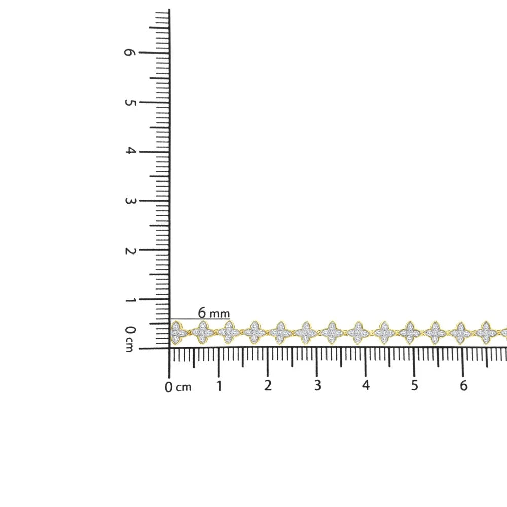 - 4 Link Clarity) Bracelet Clover Gold I1-I2 Leaf Color, Round-Cut Yellow cttw 2.0 10K Diamond 7.25" (J-K