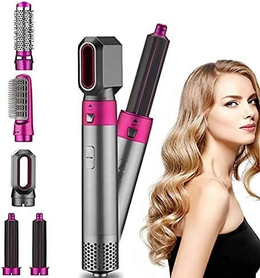 with Hair Brush and Dryer Ionic Color: Hair Brush for 5-in-1 Brush - Negative Dryer Blow Automatic Heads - Straightening GreyRed Curling Detachable Electric Styler Styling,