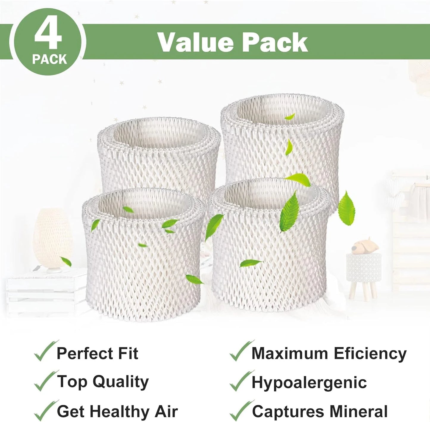 4-Pack FRESHLAB Filter HCM-350 A with Honeywell Compatible HEV312W, HCM710, Humidifier Humidifier HAC-504, Filter Series,