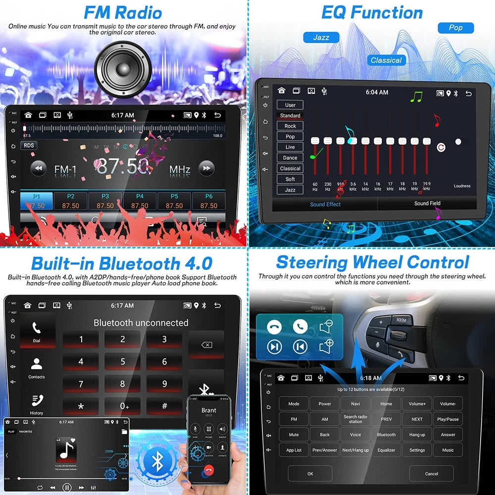 LED FM Bluetooth Civic 10.1'' WIFI Stereo inch Radio Camera MP5 Player for 12 11 Android 1080P 10 HD Car 2006-2011 Podofo USB,with Rearview Car Honda GPS 2+32G Link Mirror