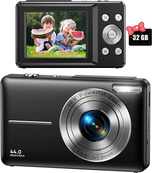 Digital 32GB Video SD Zoom, Camera Point Camera, 1080P Kids Digital Digital Camera Compact 16X for FHD with