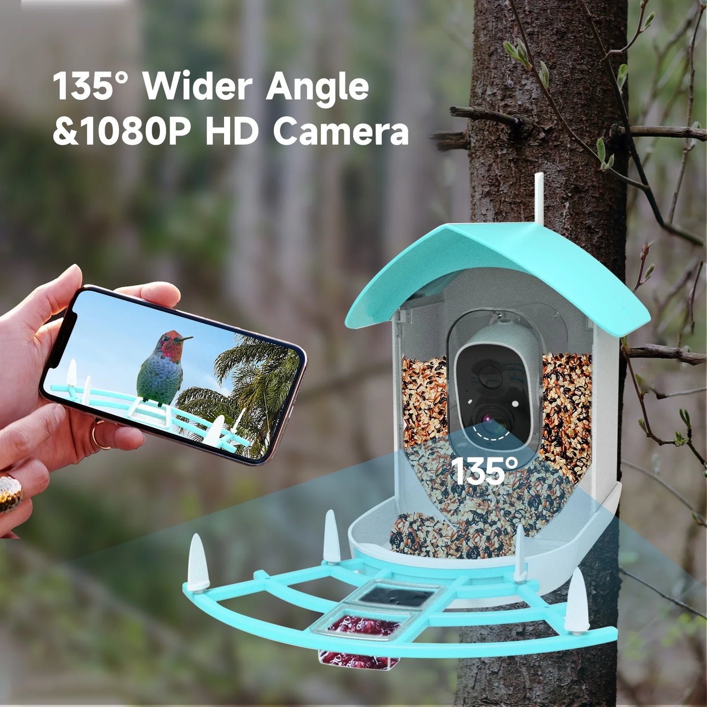 With AppAi Feeder Camera Camera Smart CameraVideo Feeder Pir Vico Powered Species Wifi With Surveillance Wireless Camera Andoer Ai Camera Deterrent Ai Solar 1080p Squirrel camera,Feeder