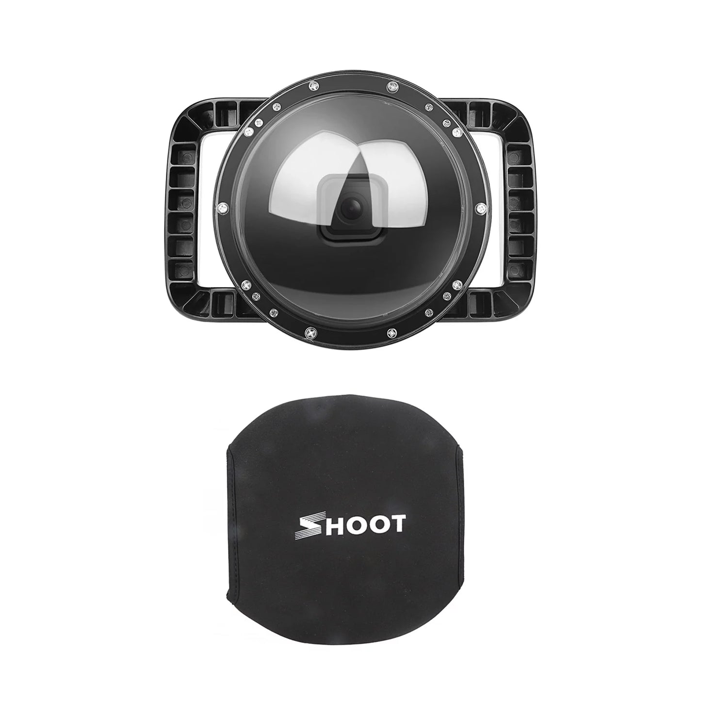 9 Case Waterproof, and Dome 180° XTGP559, SHOOT Wide 45m Waterproof Port for Dual Angle Handle, Black 10