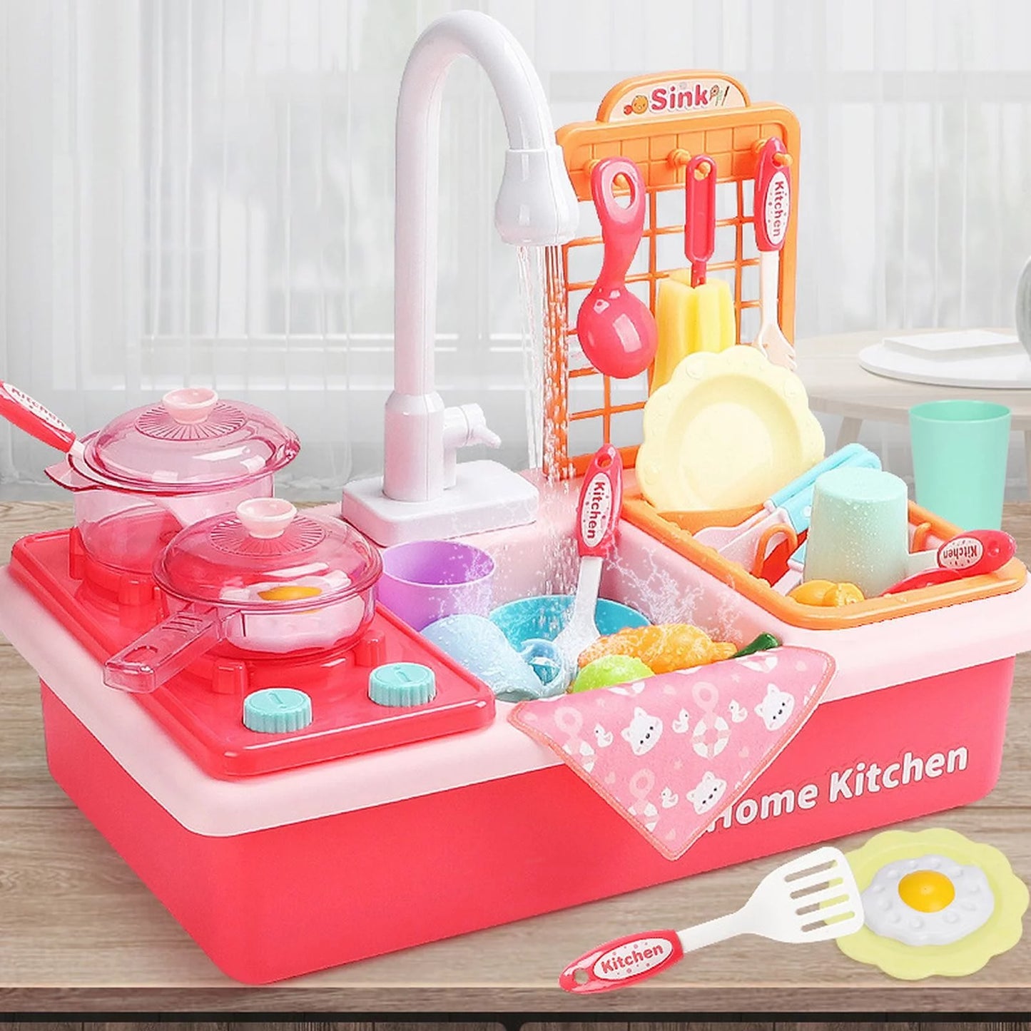 Play Pretend Toys Sink Play Kitchen With Board Playing Water Cycle Game for System Toddlers Automatic Board Toy House Water for Girls Boys Running Role Dishwasher Electric Children Alphabet Toys