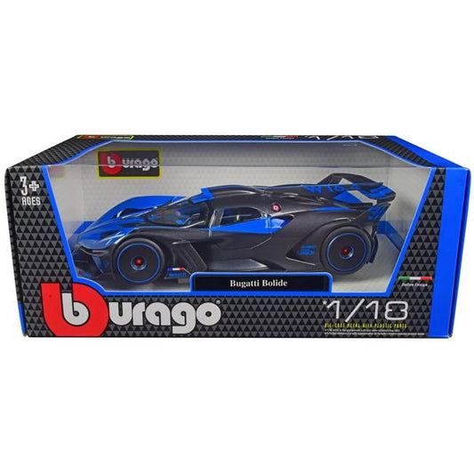 Bugatti Gray Model Bolide Car 1-18 Diecast Bburago 11047bl Blue & Carbon