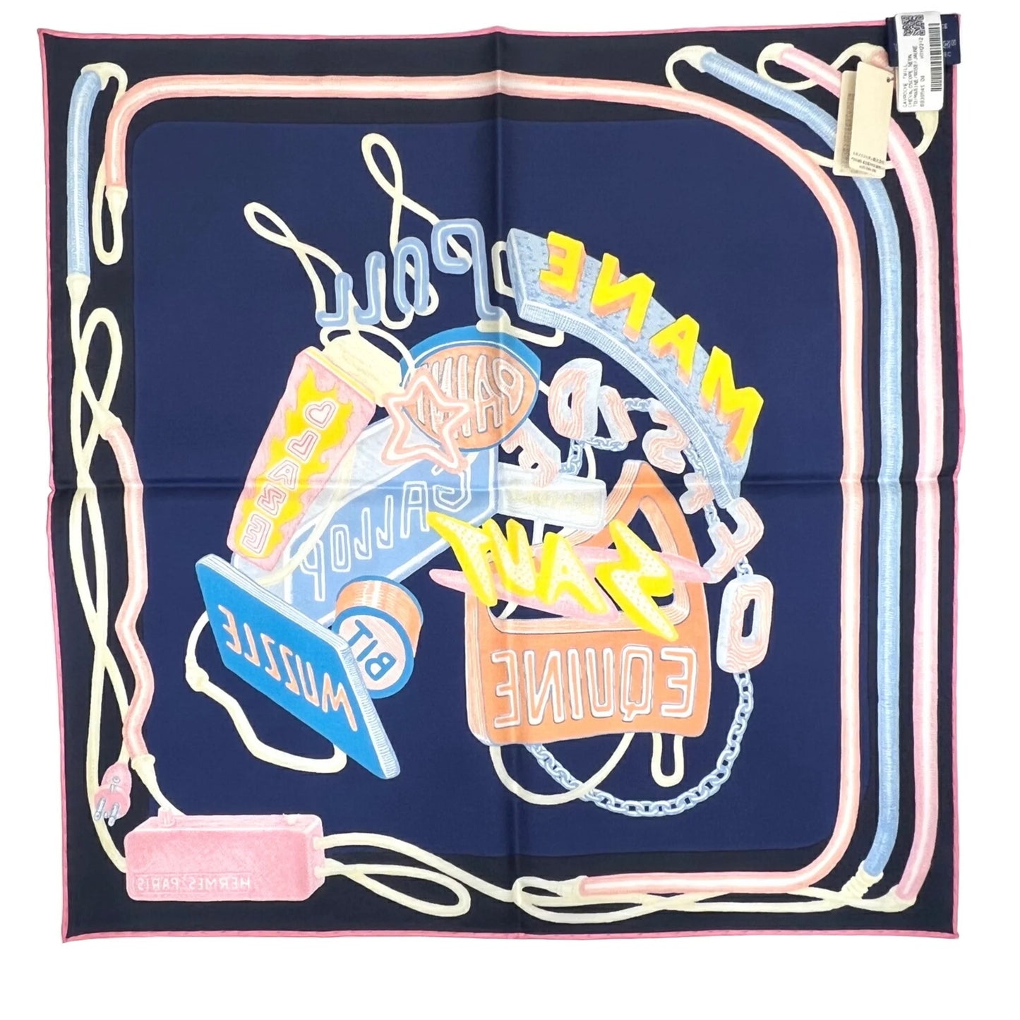 Chevaloscope Pre-Owned Silk Rose 45 Jaune New) Carre Ladies New 23SS Marine (Like HERMES Pointill Mini Horse Scarf Hermes Neon