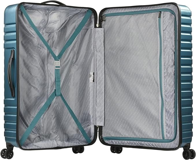 Port 8 Polycarbonate Handle, Teal, 3-Piece Luggage Travel USB Boren Aluminum in Traveler Set, Rugged Carry-On Hardside with Spinner U.S. Wheels, Suitcase