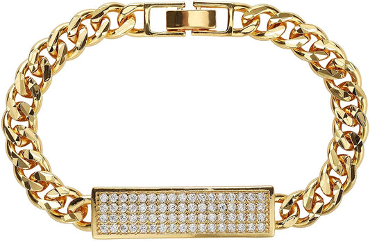 Bracelet ID Pave Cubic Cuban, Link Bergamo Plated Zirconia Gold Giorgio Curb Trendy Micro