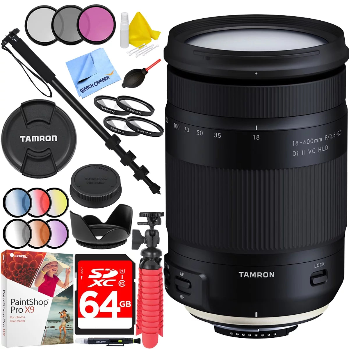 72mm Tamron Lens All-In-One Di 64GB Accessories Filter with VC Plus Zoom Mount II for 18-400mm Bundle HLD Sets Nikon f/3.5-6.3