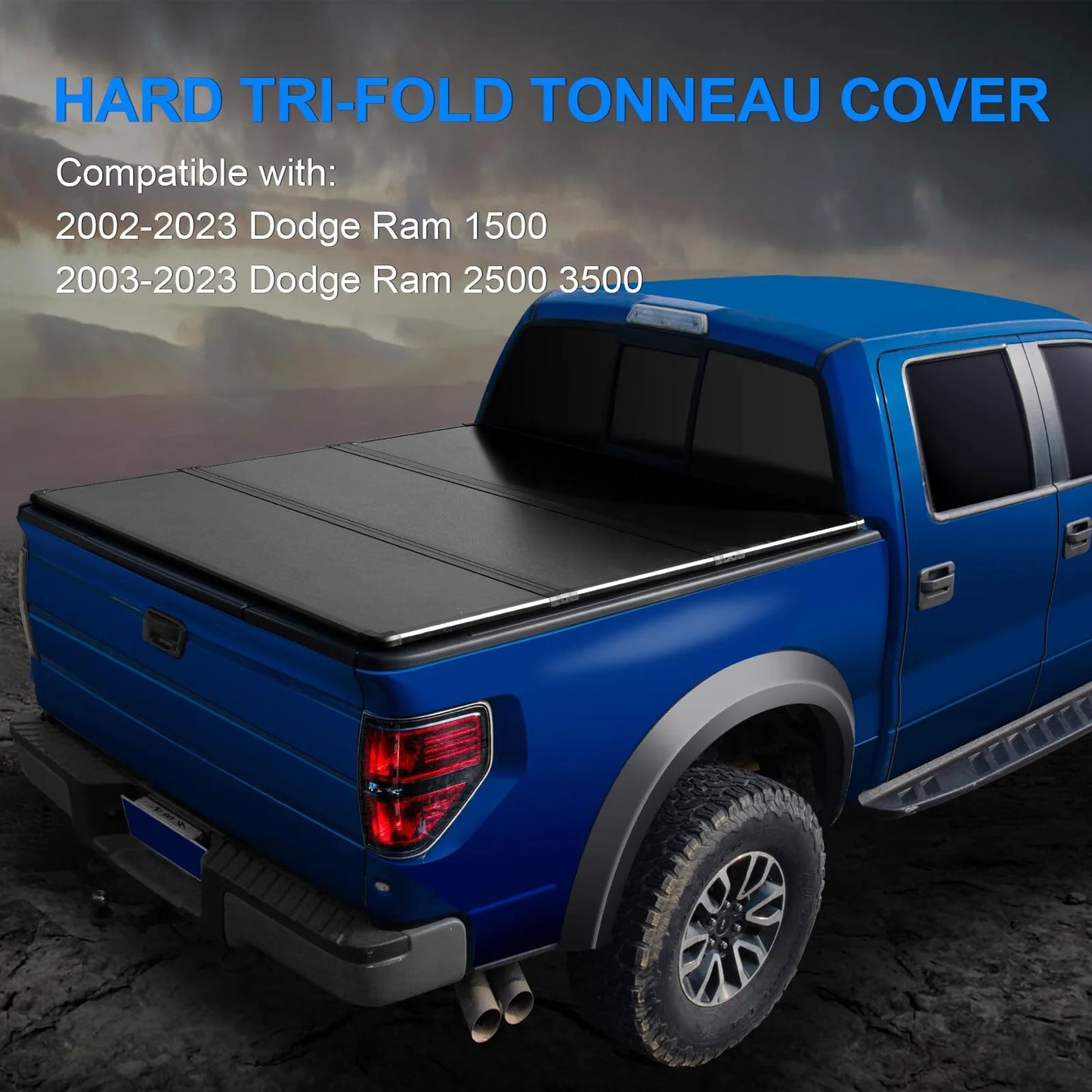 Bed 2500HD/3500HD Hard 2002-2023 1500, Dodge Tri-Fold 2003-2023 6.4Ft Truck Dodge Tonneau Ram Ram with Compatible Cover